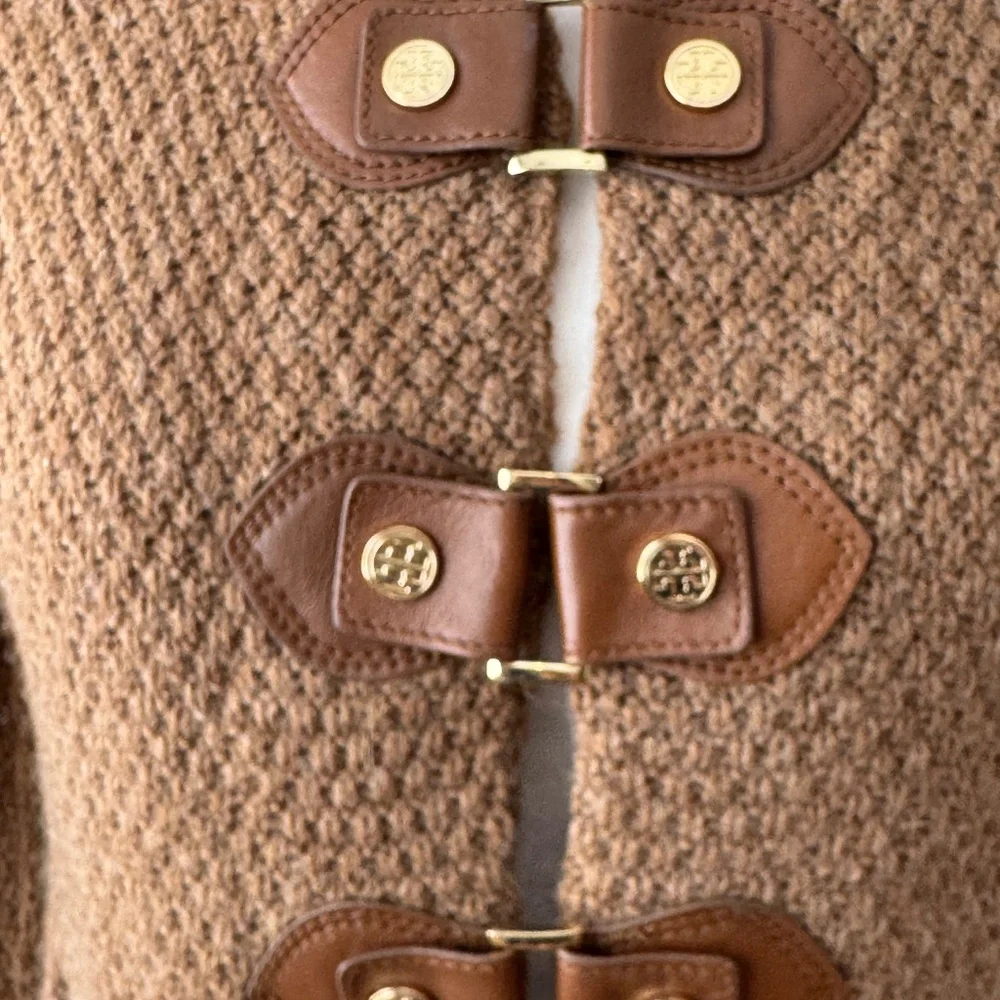 Tory Burch Ross Cardigan Toggle Sweater Wool Alpaca Camel Women's‎ Size XS P